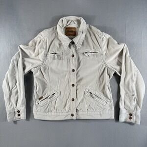 Levi Strauss Signature Corduroy Jacket Misses L/12-14 Cream Button Front Zip Poc